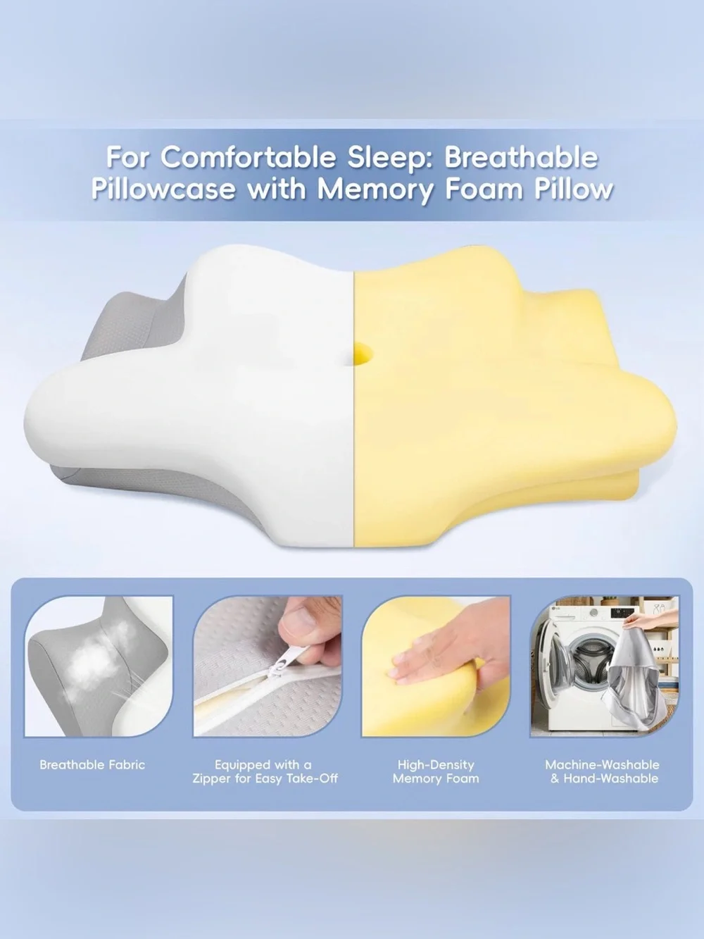 Cervical Neck Pillow, Memory Foam Pillows for Neck and Shoulder Pain Relief